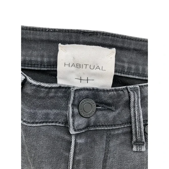 Habitual Womens High Rise Skinny Jeans Faded Black Distressed Knee Size 24 - Picture 3 of 11